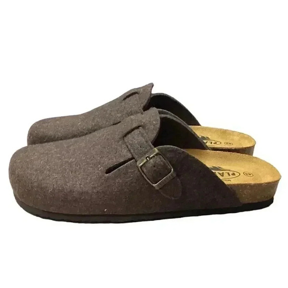 Plakton Clogs Women 9 40 Brown Blogg Felted Wool Cork Slip On Soft Footbed NEW - Picture 6 of 7